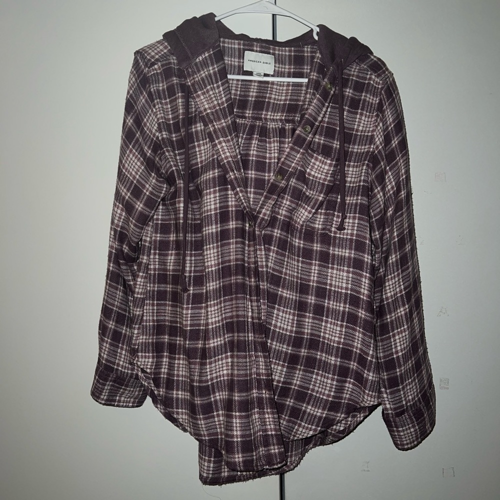 Hooded flannel oversized fit